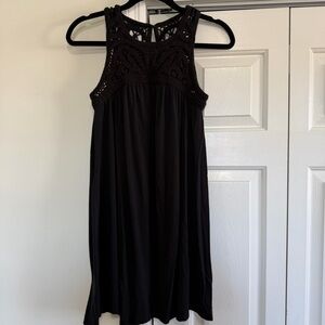 LOFT Outlet Black Crocheted Tank Dress Size Small Petite